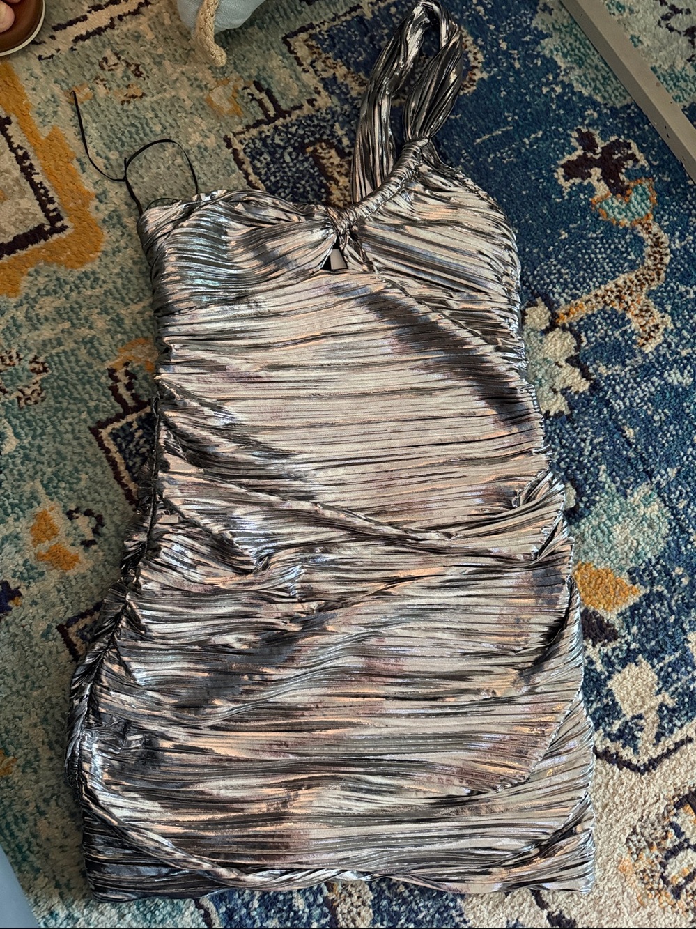 Astr Metallic Silver One-Shoulder Ruched Mini Dress - Picture 2 of 3